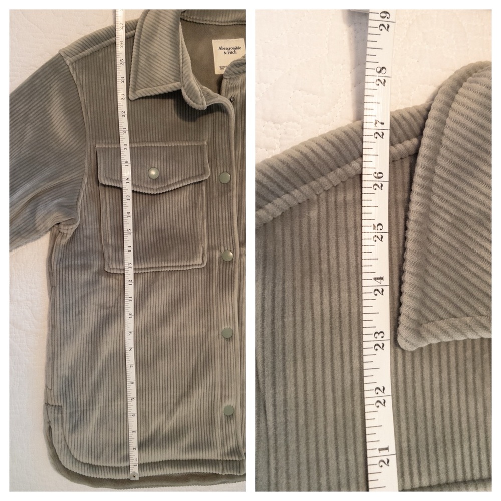 NWT Abercrombie Velvety Corduroy Snap Front Shirt Jacket Mint Stone Size M - Picture 8 of 8